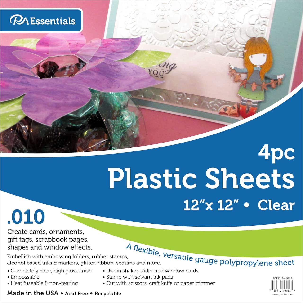 PA Essentials .010&#x22; 12&#x22; x 12&#x22; Clear Plastic Sheets
